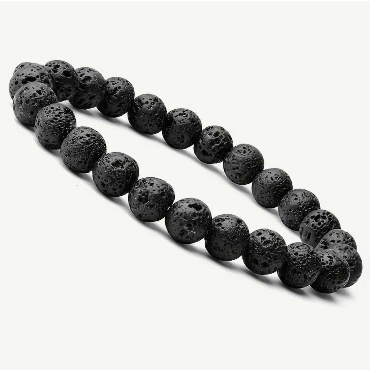 Bracelet en Pierre de Lave Noire – Force et Équilibre