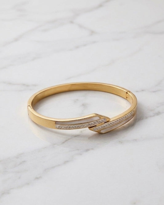 Bracelet Jonc "Apex Blanc" – Acier Inoxydable 316L & Cristaux