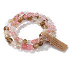 Set de 3 Bracelets "Éveil Printanier" en Quartz Fraise et Quartz Rutile