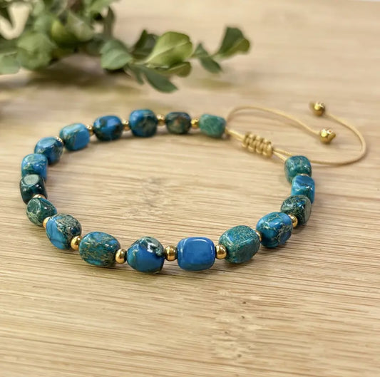 Bracelet Ajustable "Trésor du Lagon" en Jaspe Sédiment de Mer