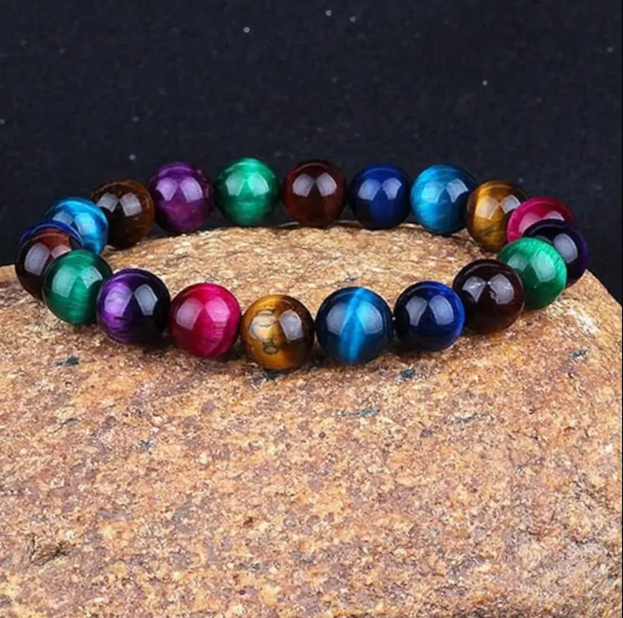 Bracelet Œil de Tigre Multicolore - Force et Protection Éclatante