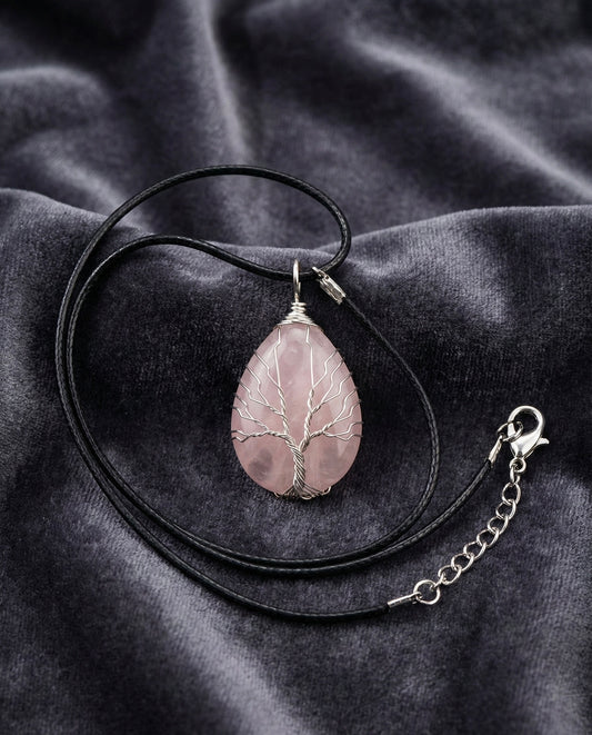 Collier “Arbre d’Amour” en Quartz Rose