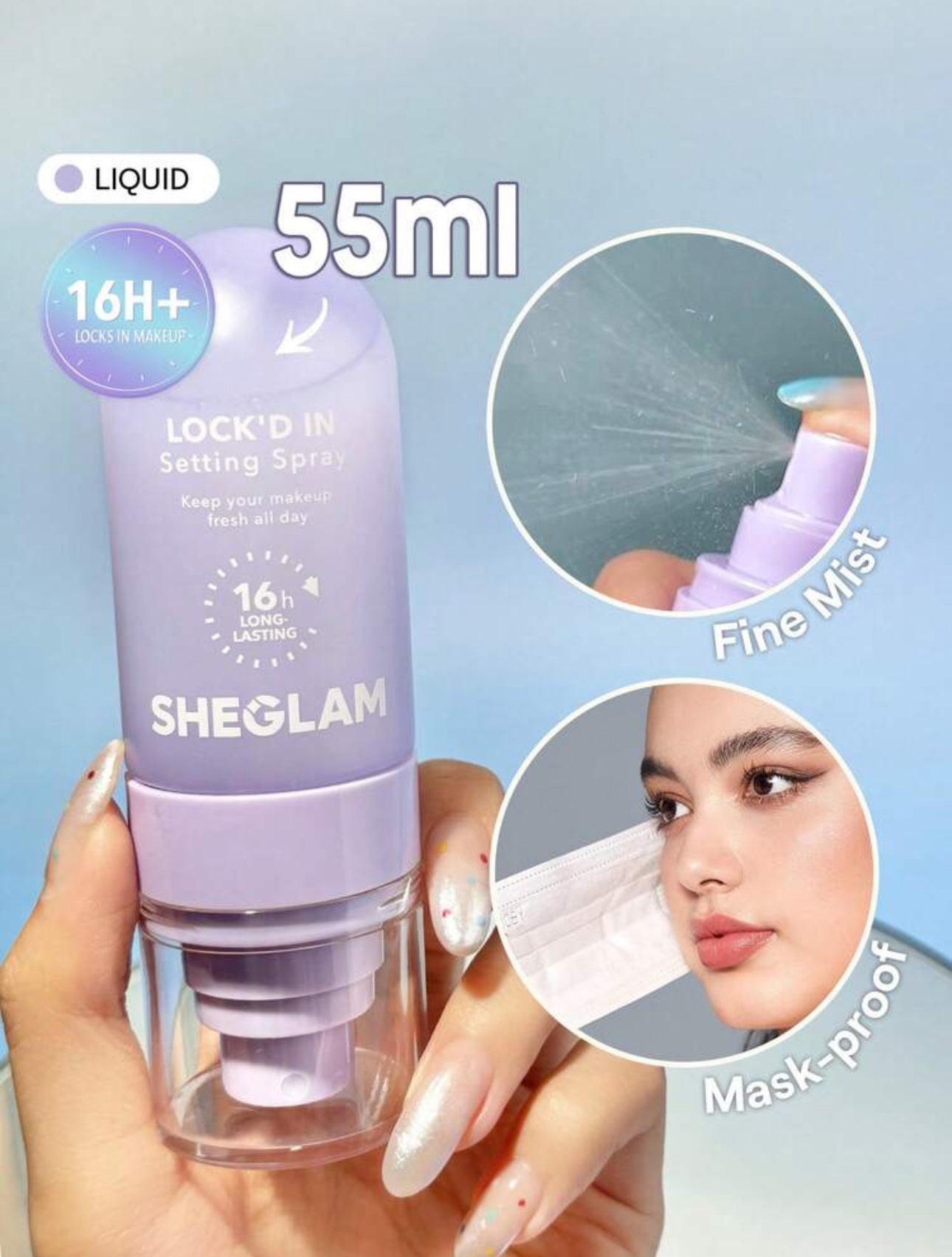 SHEGLAM Spray Fixant "Lock'd In" - Setting Spray Longue Tenue (55 ml)