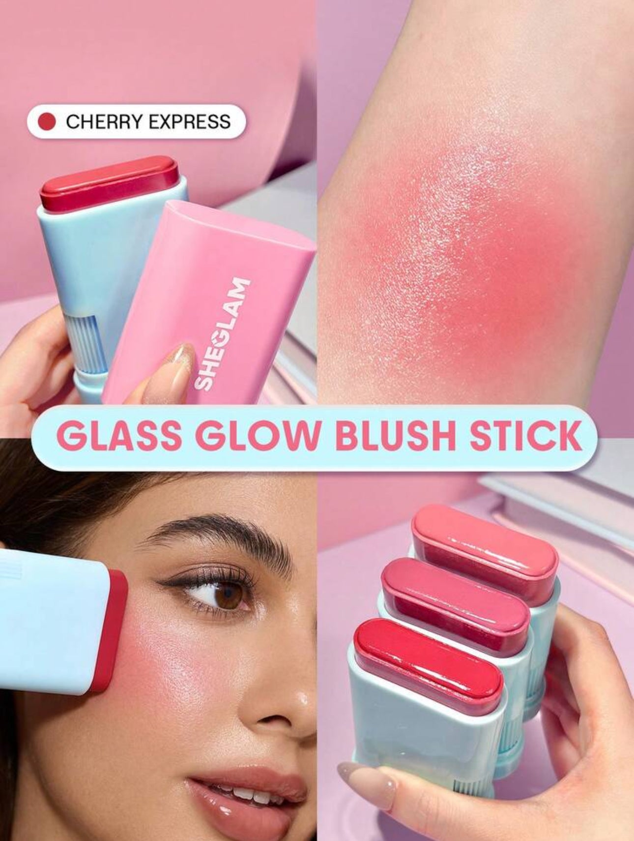SHEGLAM Bâton de Blush "Glass Glow" - Fard à Joues en Stick Effet Lumineux (15g)