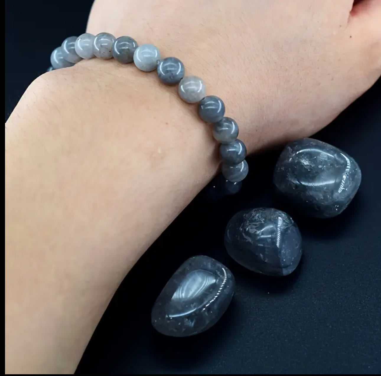 Bracelet « Sérénité & Équilibre » — Agate Grise