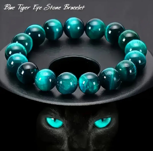 Bracelet "Regard du Faucon" en Œil de Tigre Bleu