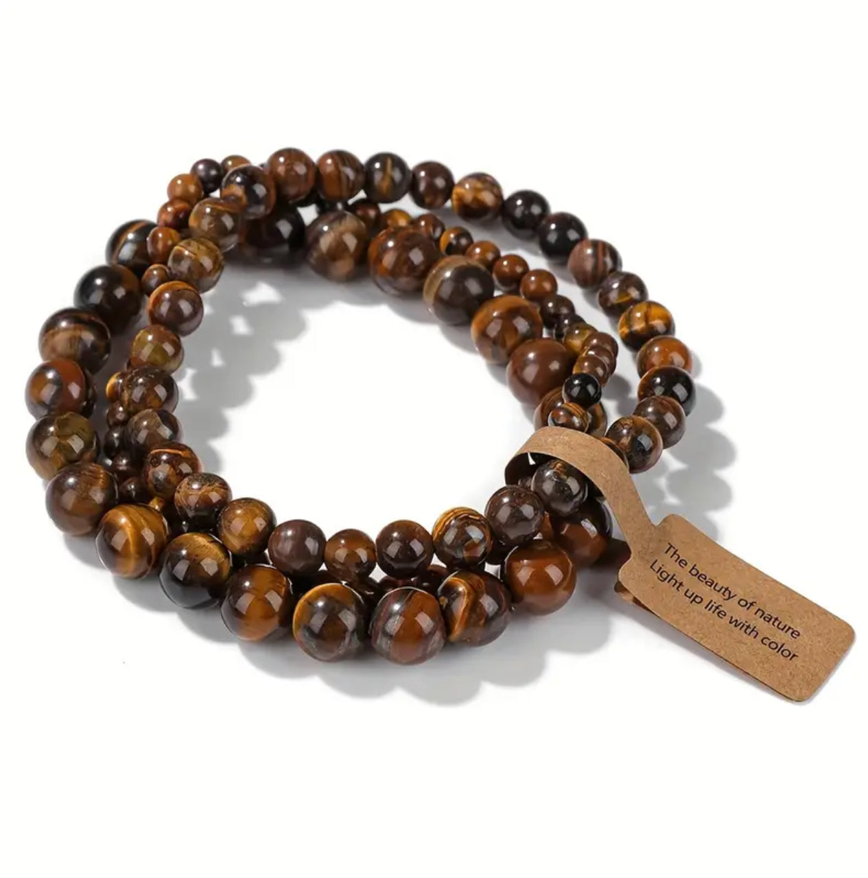 Set de 3 Bracelets "Force & Protection" en Œil de Tigre