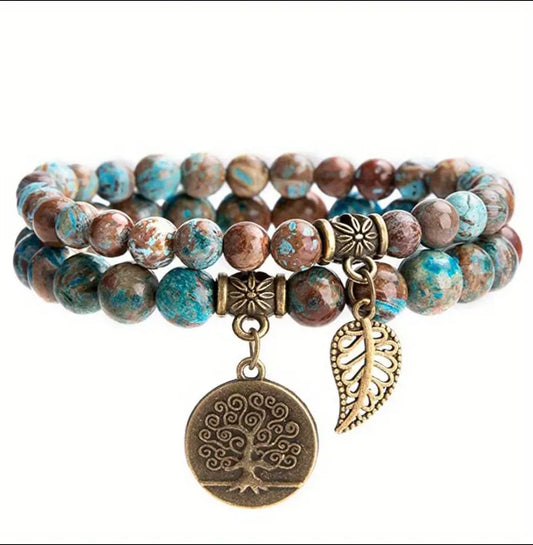 Bracelet Multi-rangs "Écho de l'Océan" en Jaspe Sédiment de Mer