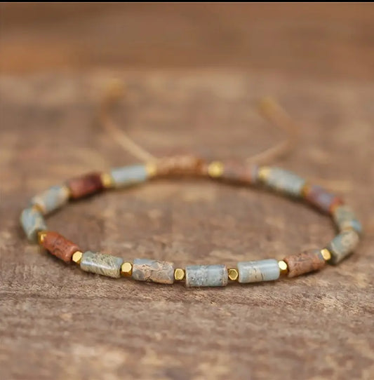 Bracelet Ajustable "Sérénité Bohème" en Amazonite