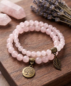 Bracelet Duo "Arbre d'Amour" en Quartz Rose