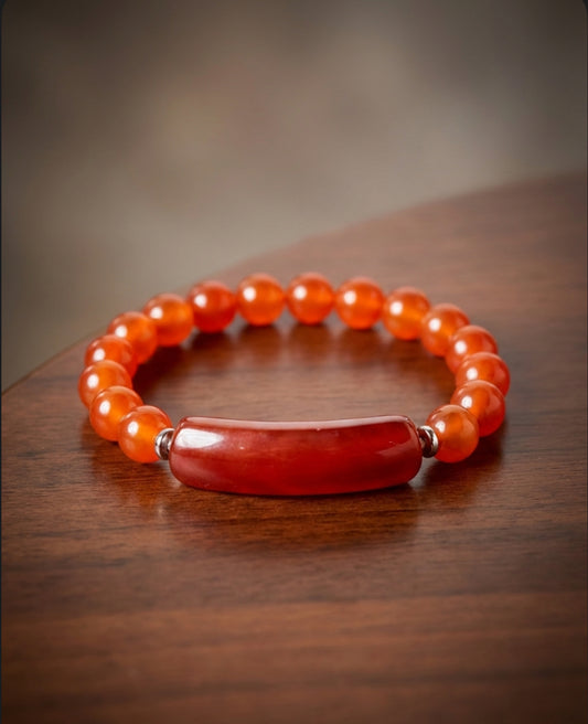 Bracelet "Flamme de Vie" en Cornaline Naturelle