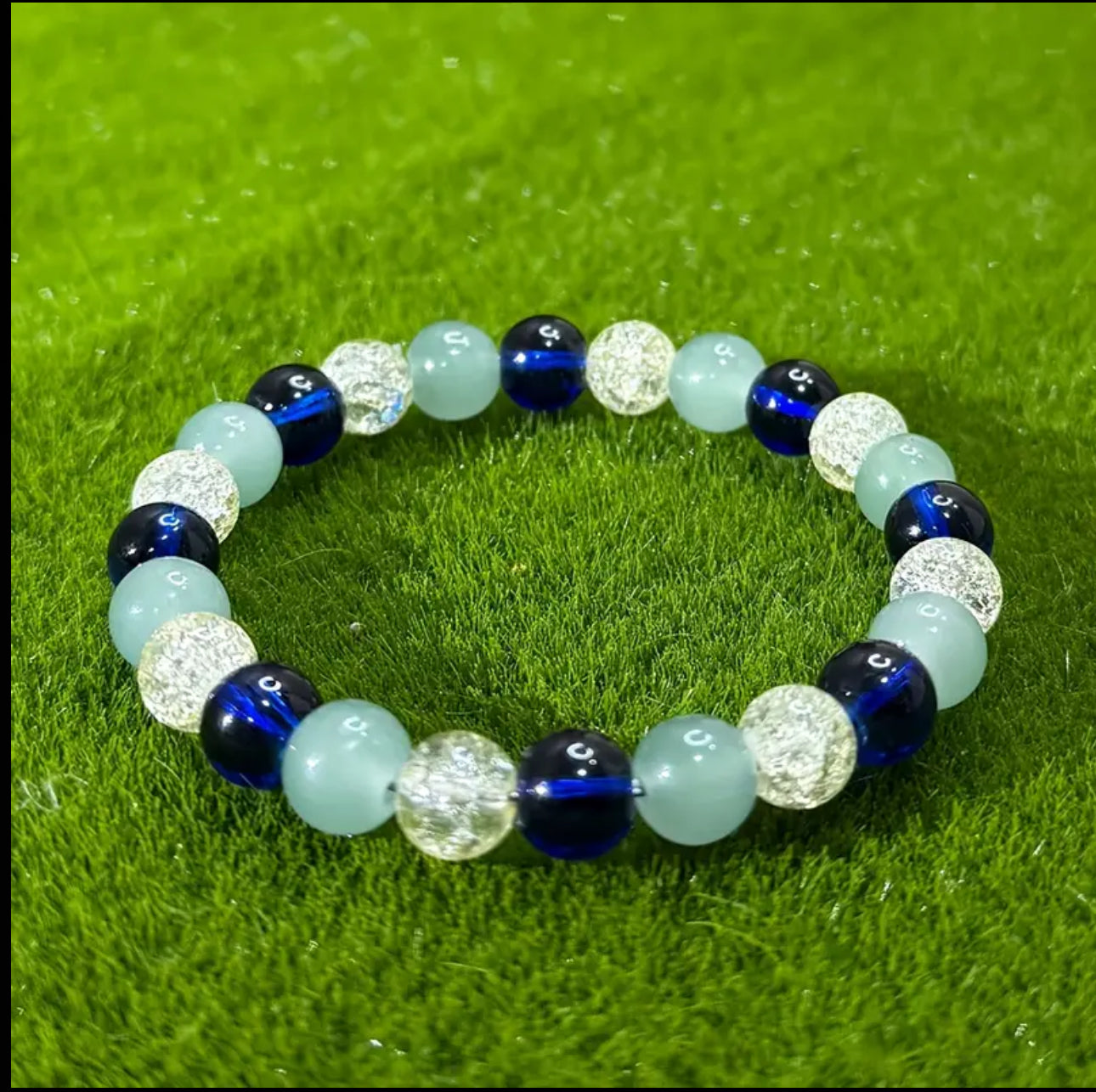 Bracelet Énergie Positive – Quartz Craquelé, Aventurine Bleue et Amazonite