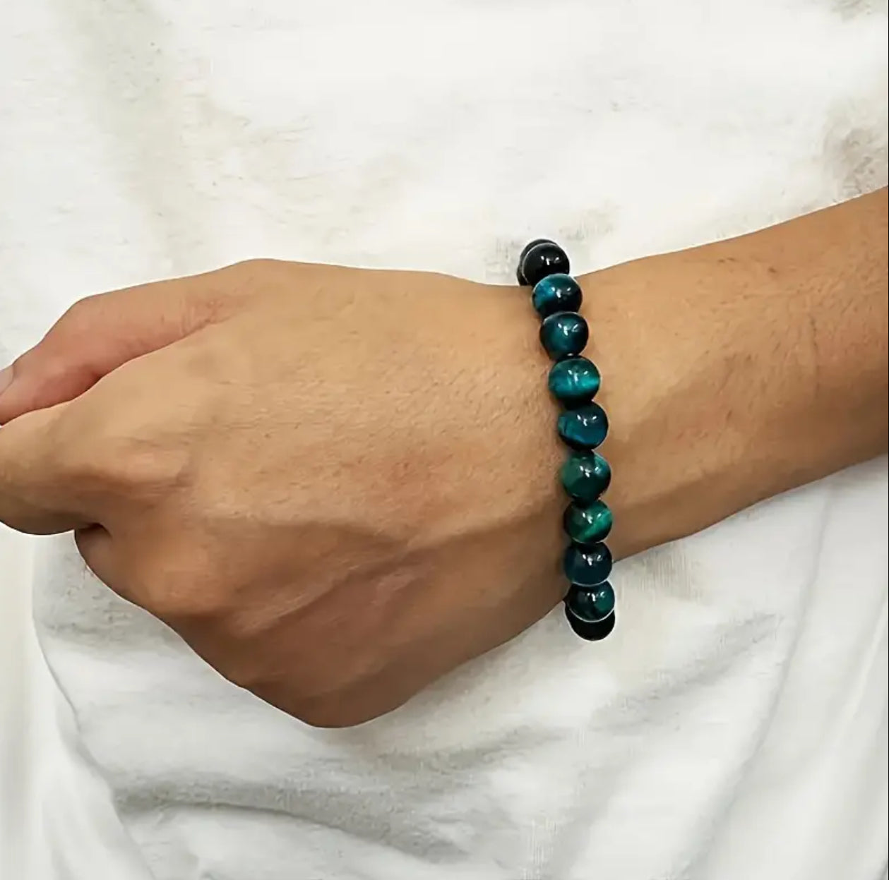 Bracelet "Regard du Faucon" en Œil de Tigre Bleu
