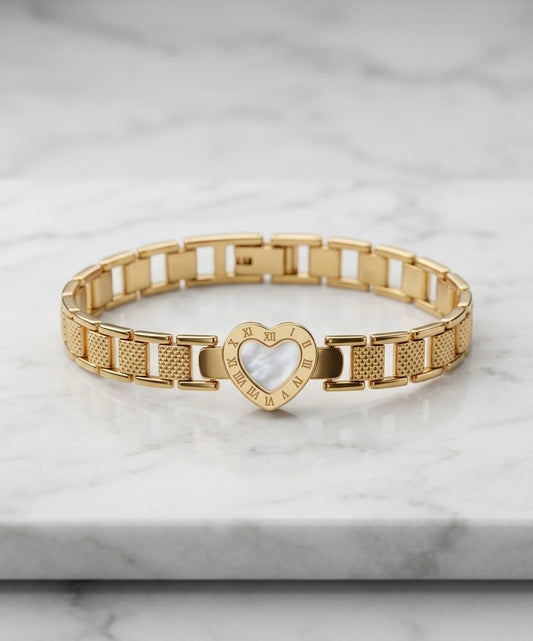 Bracelet Gourmette "Éternité Nacrée" – Acier Inoxydable 316L