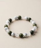 Bracelet "Harmonie Zen" en Howlite, Jaspe Vert et Quartz Dépoli