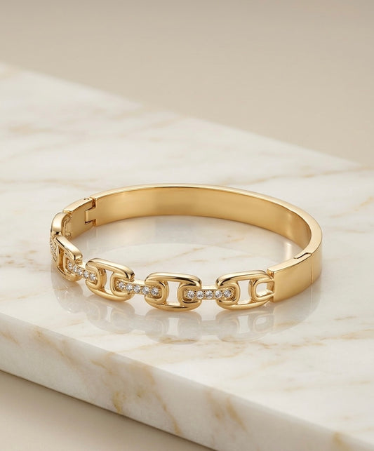 Bracelet Jonc "Maillon Royal" – Acier Inoxydable 316L & Cristaux