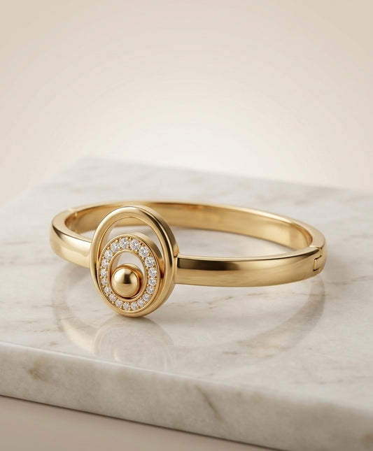 Bracelet Jonc "Astéria" – Acier Inoxydable 316L & Pavé Cristallin