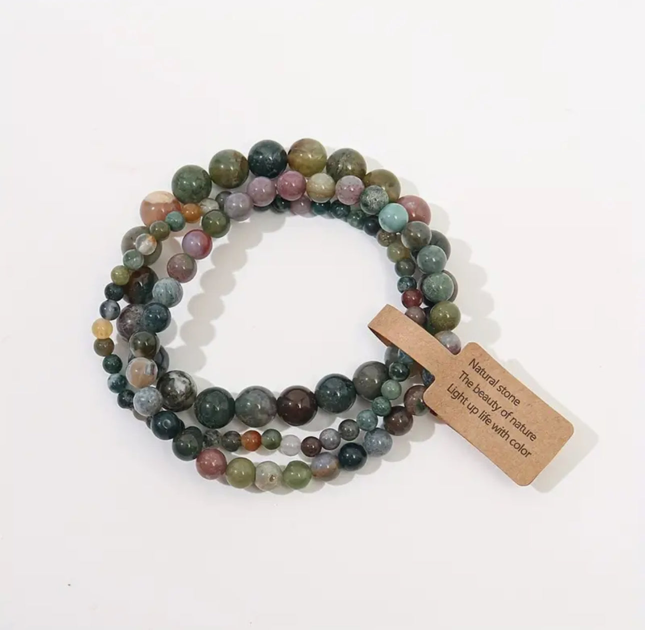 Set de 3 Bracelets "Sérénité Ancestrale" en Agate Indienne