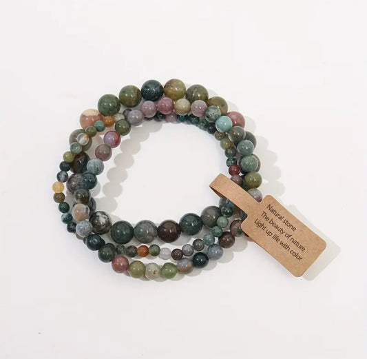 Set de 3 Bracelets "Sérénité Ancestrale" en Agate Indienne