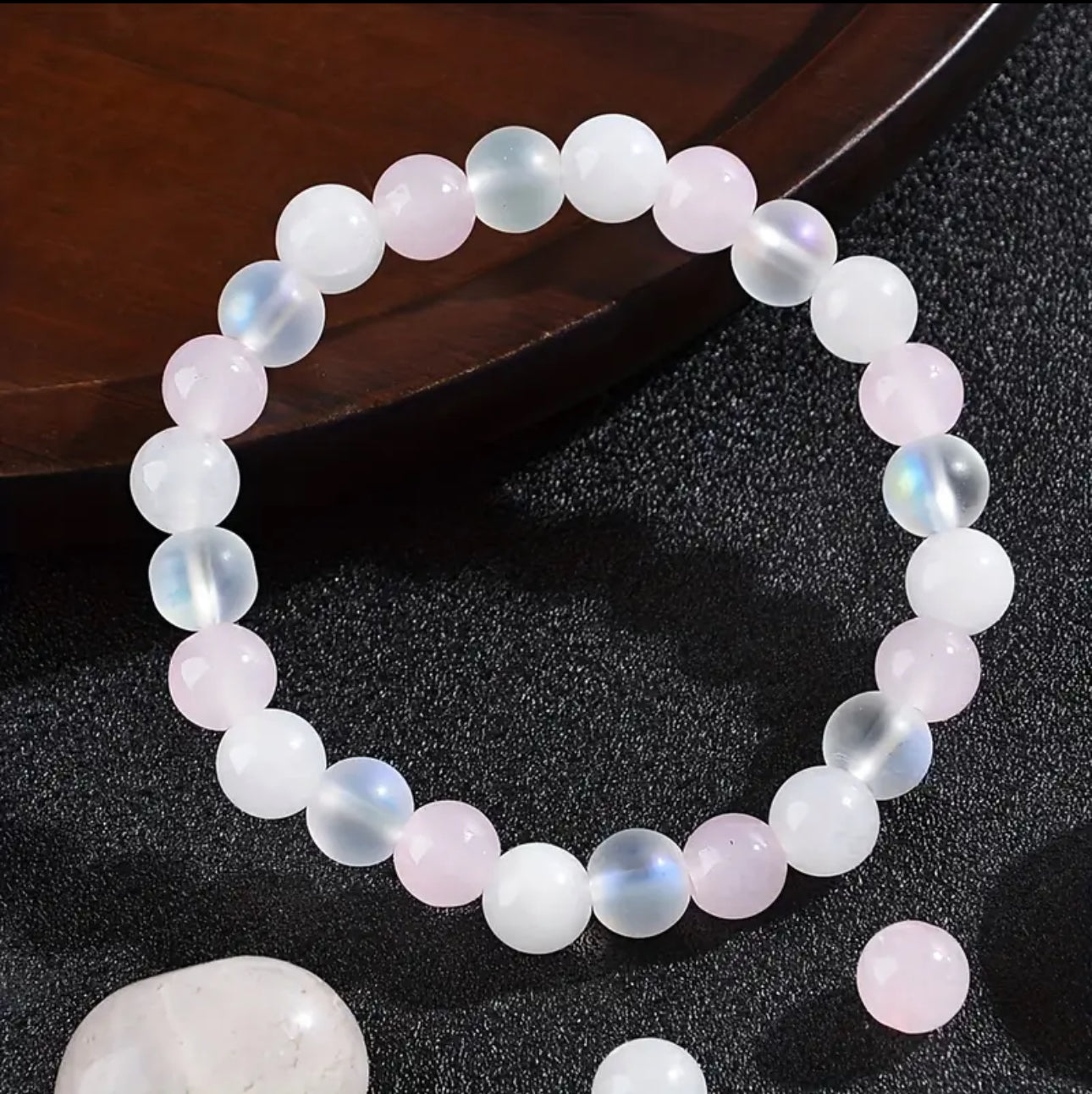 Bracelet "Douceur Lunaire" en Quartz Rose et Pierre de Lune
