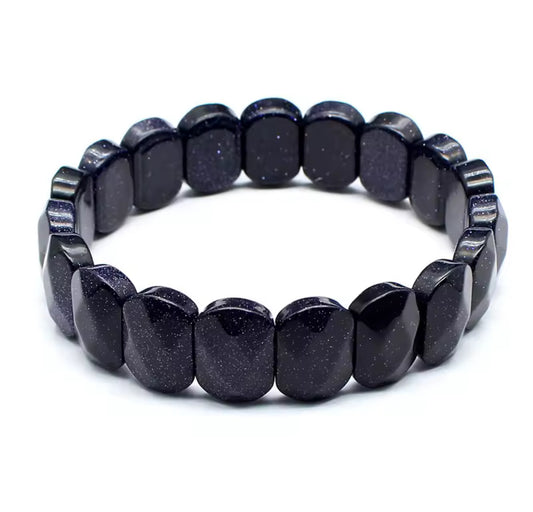 Bracelet "Nuit Étoilée" en Pierre de Sable Bleu