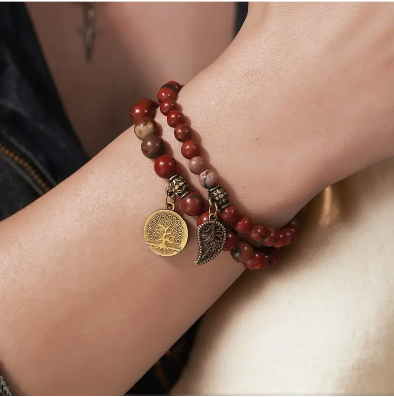 Duo de Bracelets "Racines de la Terre" en Jaspe Rouge