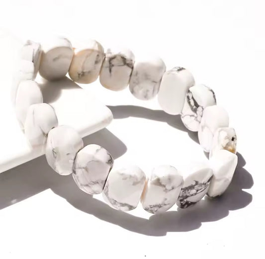 Bracelet "Sérénité Minérale" en Howlite Blanche