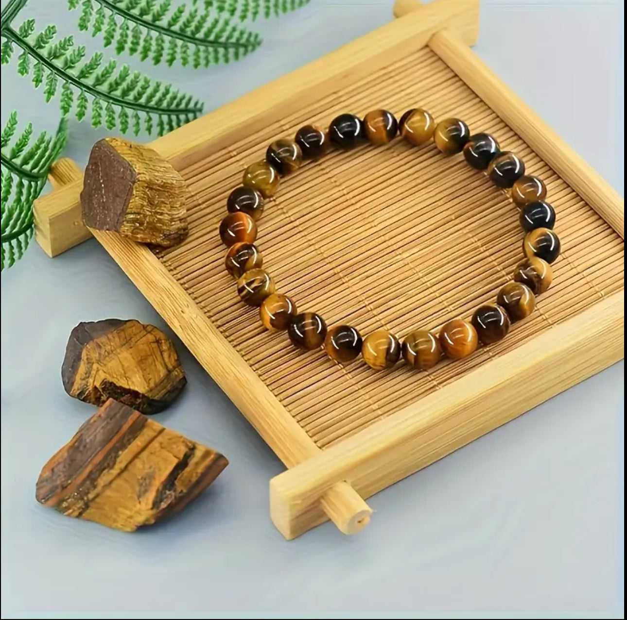 Bracelet en Œil de Tigre avec perles d’Onyx – Confiance & Protection
