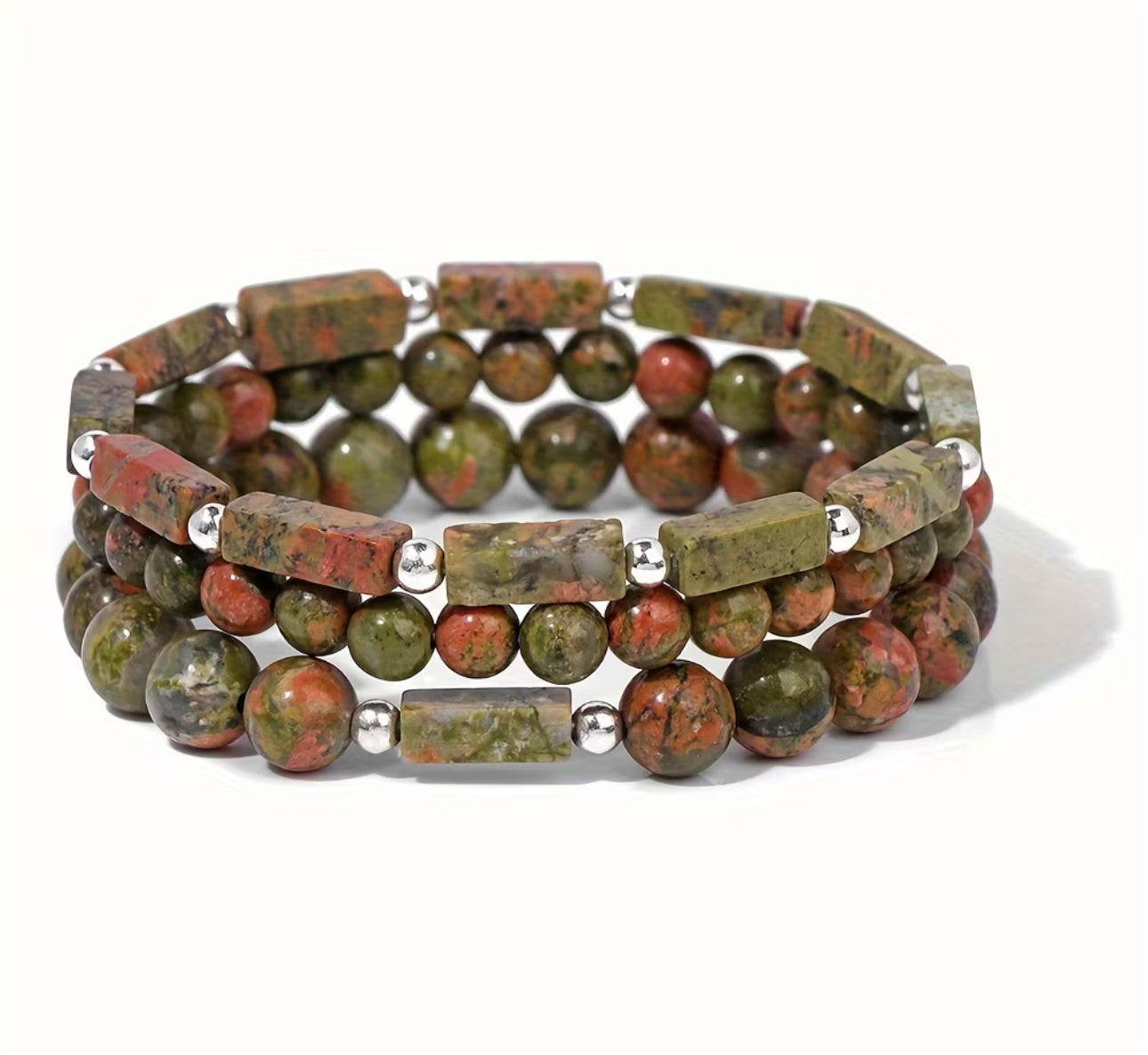 Ensemble de 3 Bracelets "Harmonie Intérieure" en Unakite