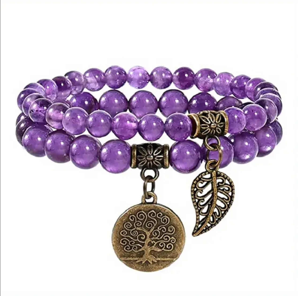 Bracelet Duo "Arbre de Sagesse" en Améthyste