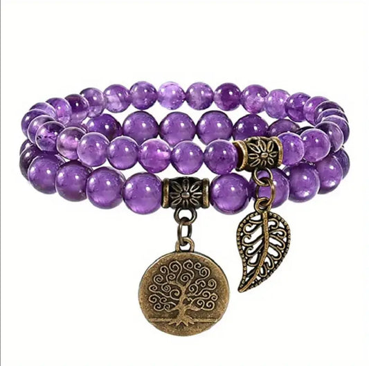 Bracelet Duo "Arbre de Sagesse" en Améthyste