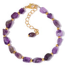 Bracelet "Sérénité Absolue" en Améthyste (Pierres Roulées et Détails Dorés)