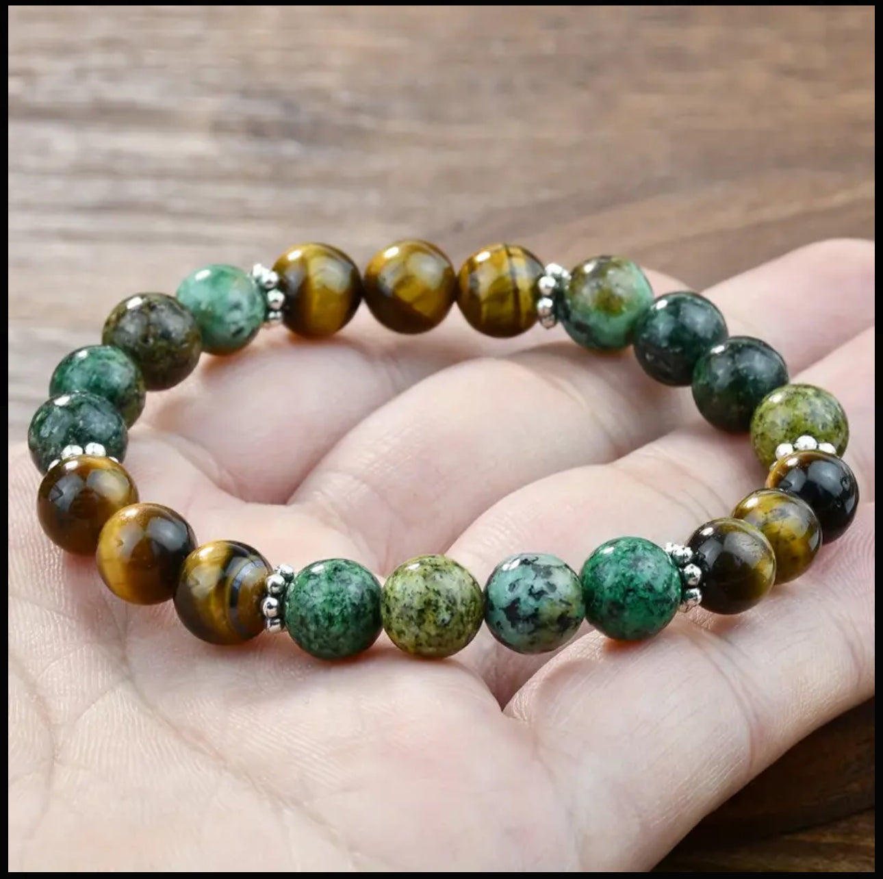 Bracelet en Turquoise Africaine et Œil de Tigre – Équilibre et Protection