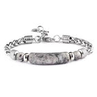 Bracelet "Caractère" en Acier Inoxydable et Jaspe Picasso