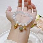 Bracelet en Œil de Chat Blanc et Jade – Lumière et Sérénité