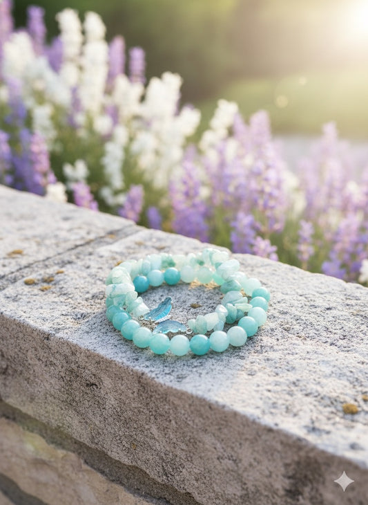 Duo de Bracelets Amazonite et Papillon - Calme et Transformation