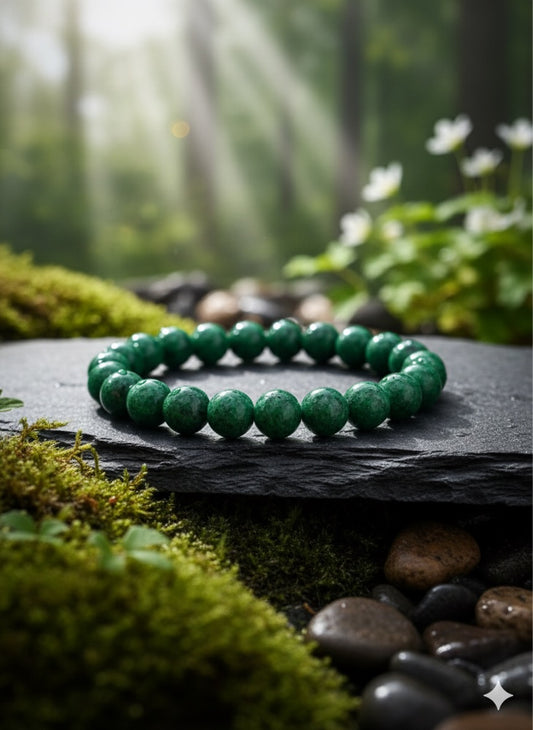 Bracelet "Essence de Forêt" en Jade Verte - Chance et Vitalité