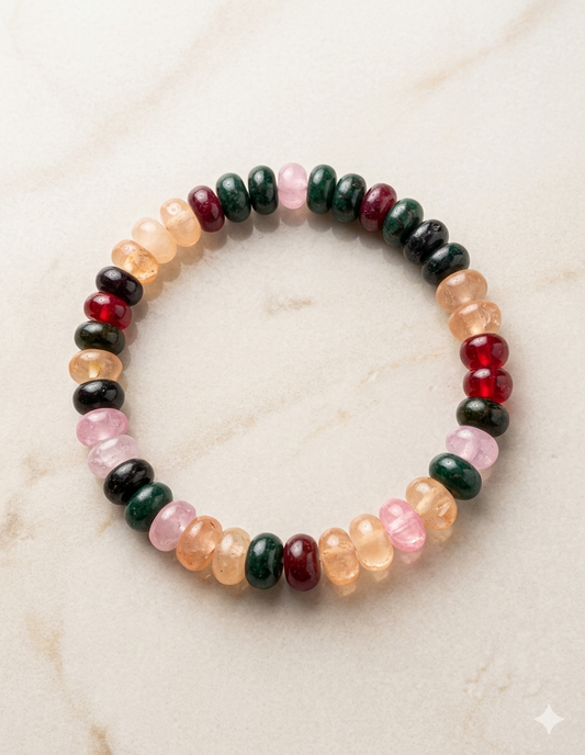 Bracelet "Harmonie de Couleurs" en Tourmaline Multicolore – Pierres Naturelles