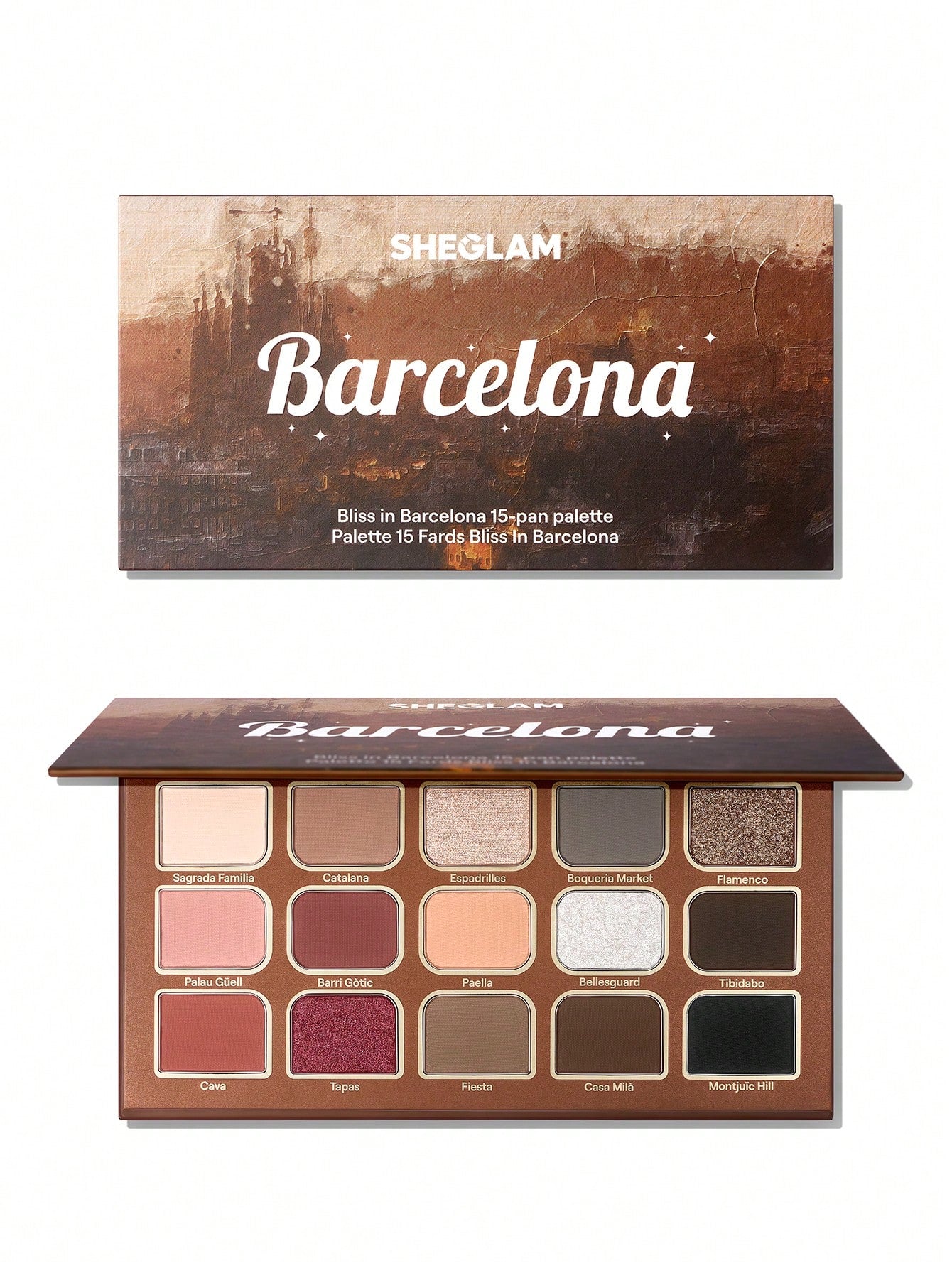 SHEGLAM Palettes de Fards à Paupières "City Collection" - 15 Teintes (Paris, L.A., Barcelone)