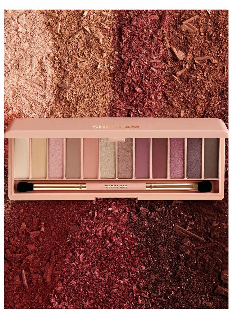 SHEGLAM Palettes de Fards à Paupières 12 Teintes & Pinceau - Édition Burgundy & Berry