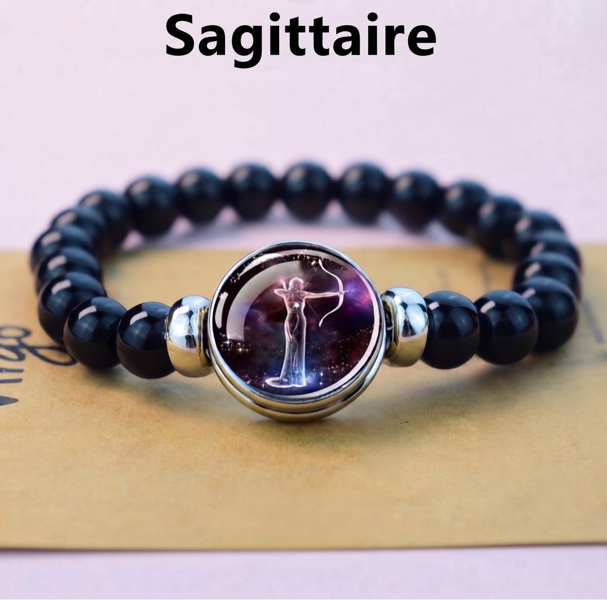 Bracelet Zodiaque "Constellation Céleste" en Onyx Noir