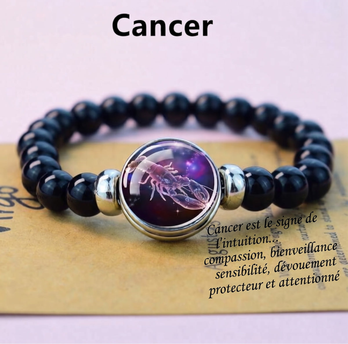 Bracelet Zodiaque "Constellation Céleste" en Onyx Noir