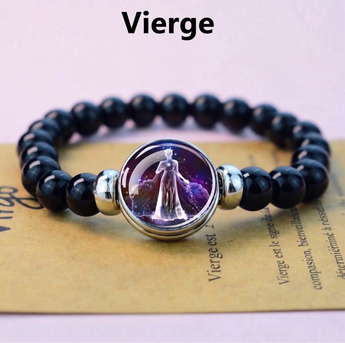 Bracelet Zodiaque "Constellation Céleste" en Onyx Noir