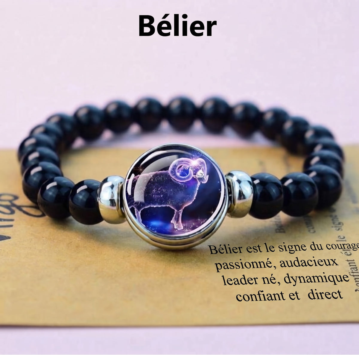 Bracelet Zodiaque "Constellation Céleste" en Onyx Noir