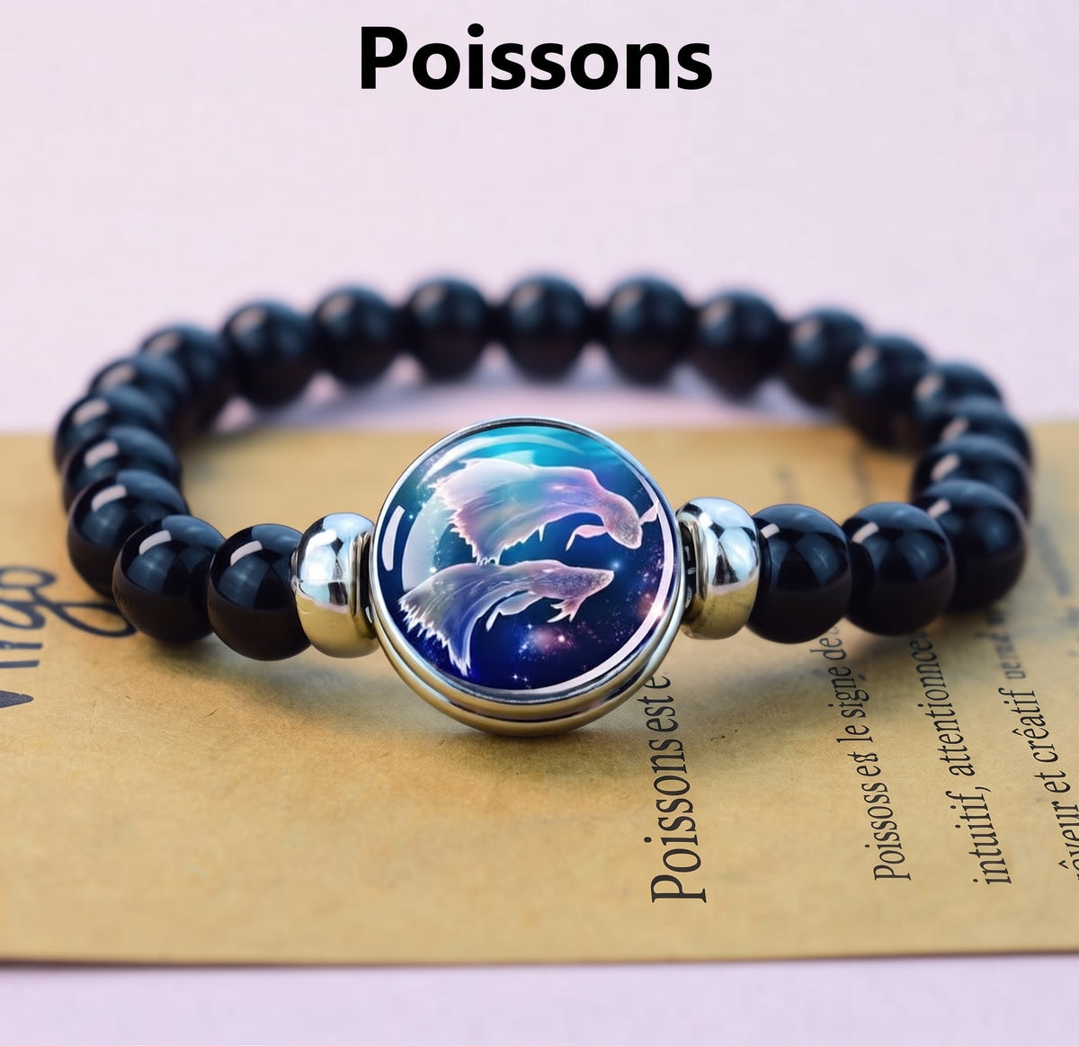Bracelet Zodiaque "Constellation Céleste" en Onyx Noir