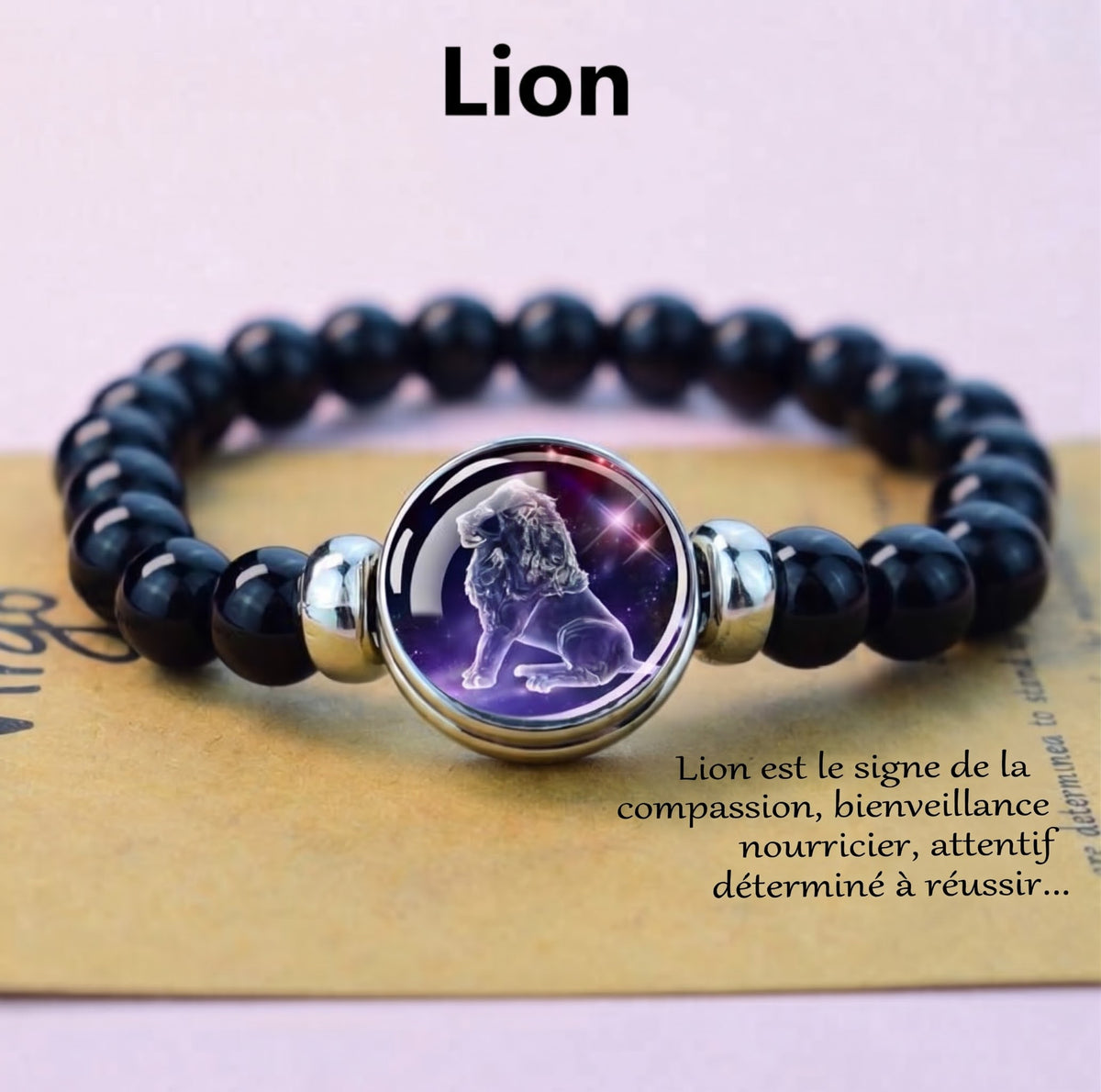 Bracelet Zodiaque "Constellation Céleste" en Onyx Noir