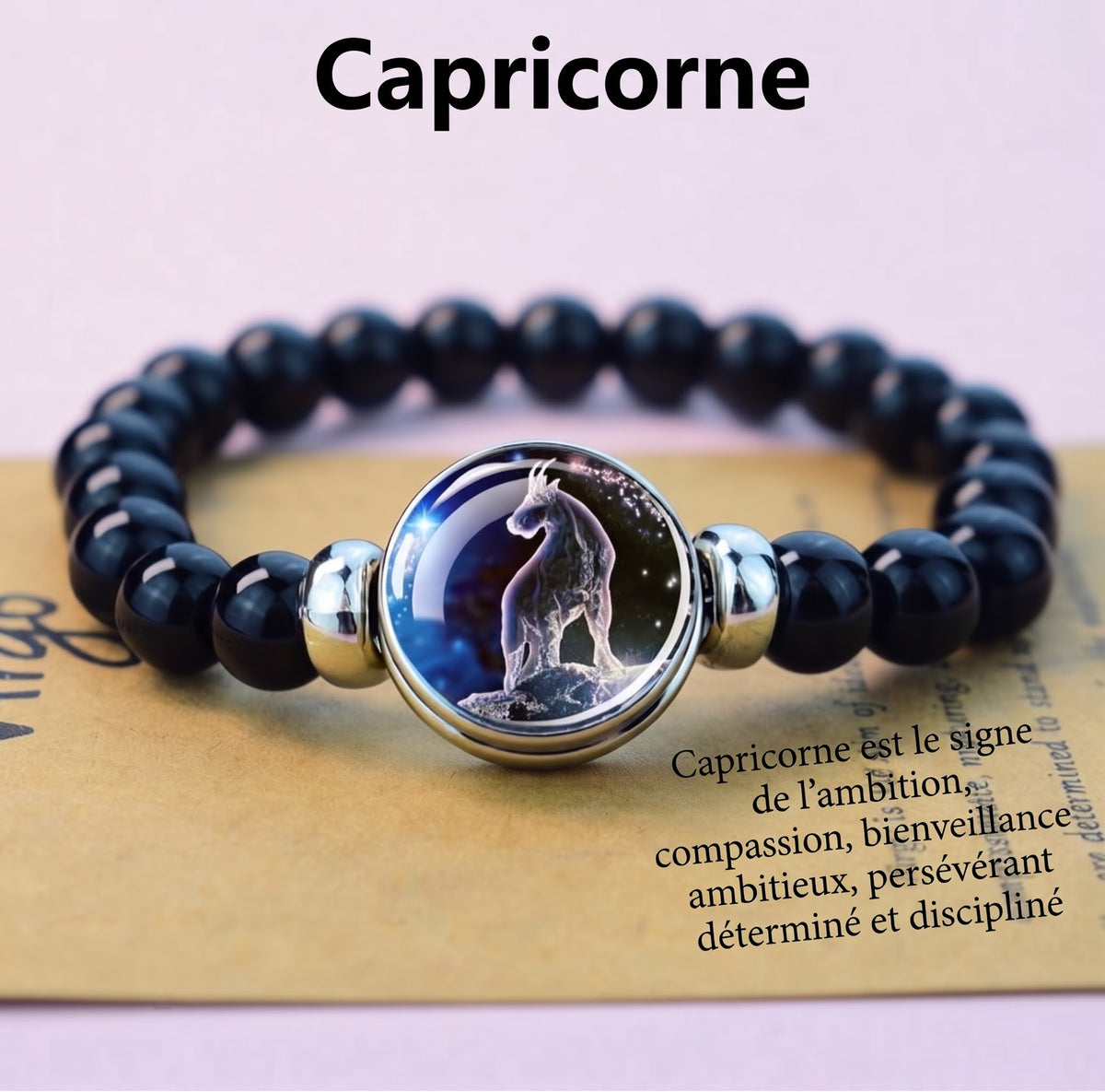Bracelet Zodiaque "Constellation Céleste" en Onyx Noir