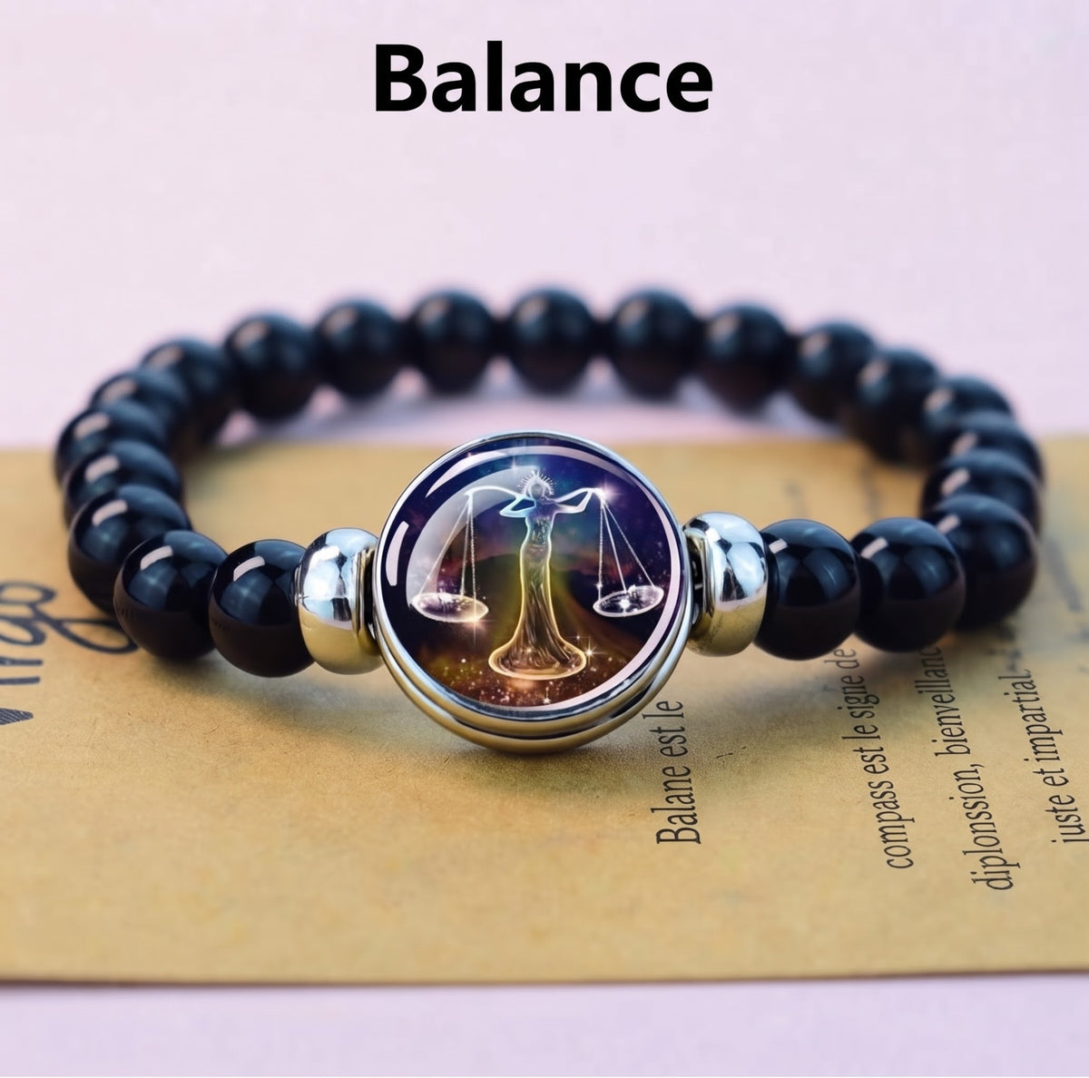 Bracelet Zodiaque "Constellation Céleste" en Onyx Noir