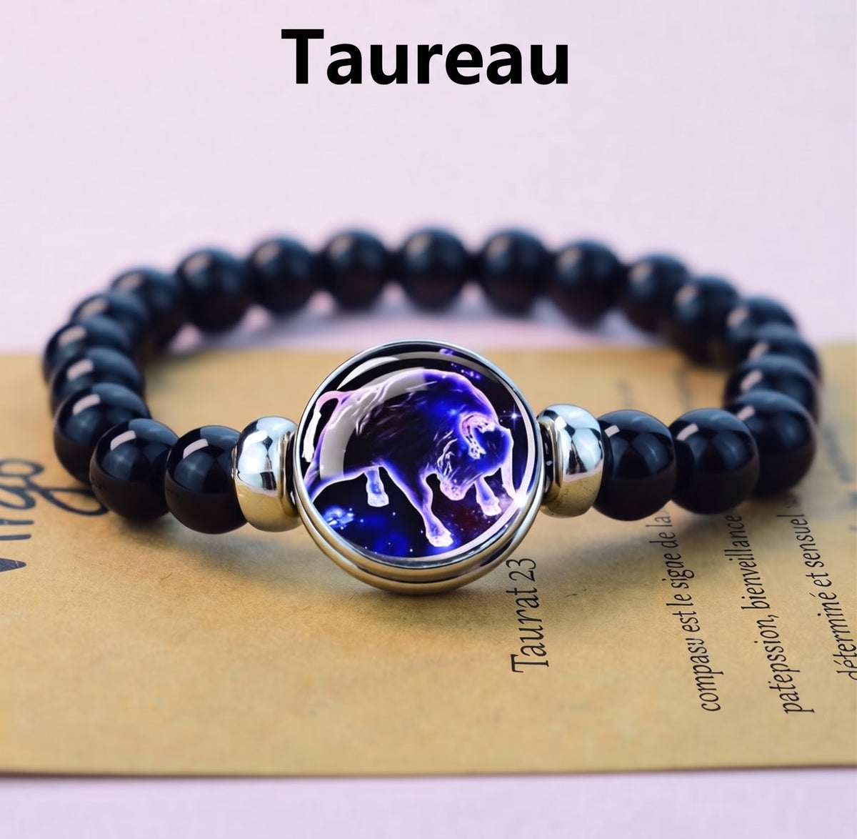 Bracelet Zodiaque "Constellation Céleste" en Onyx Noir