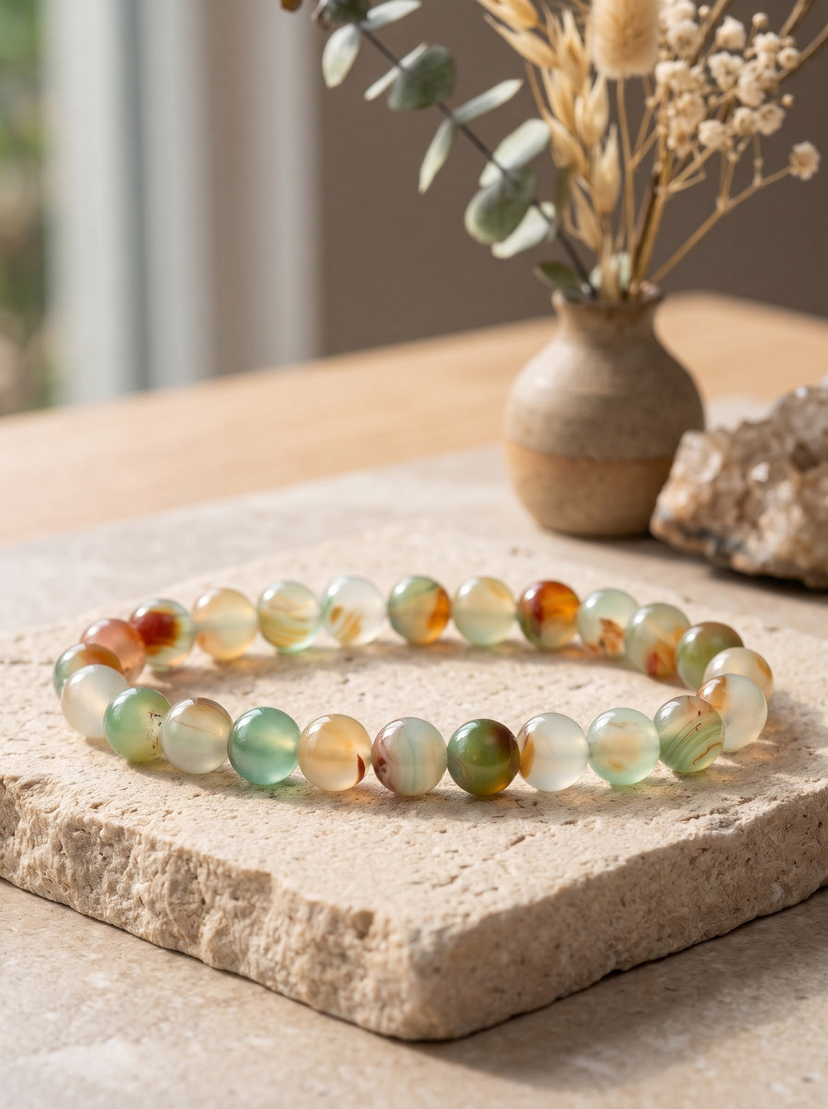 Bracelet "Harmonie Indienne" en Agate Multicolore Naturelle